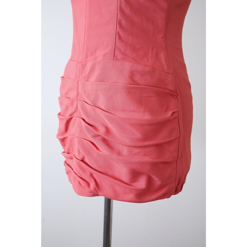 Vintage 1950s Size XS Sweetheart Draped Sheath One Piece Bathing Suit Coral Pink - Picture 4 of 10